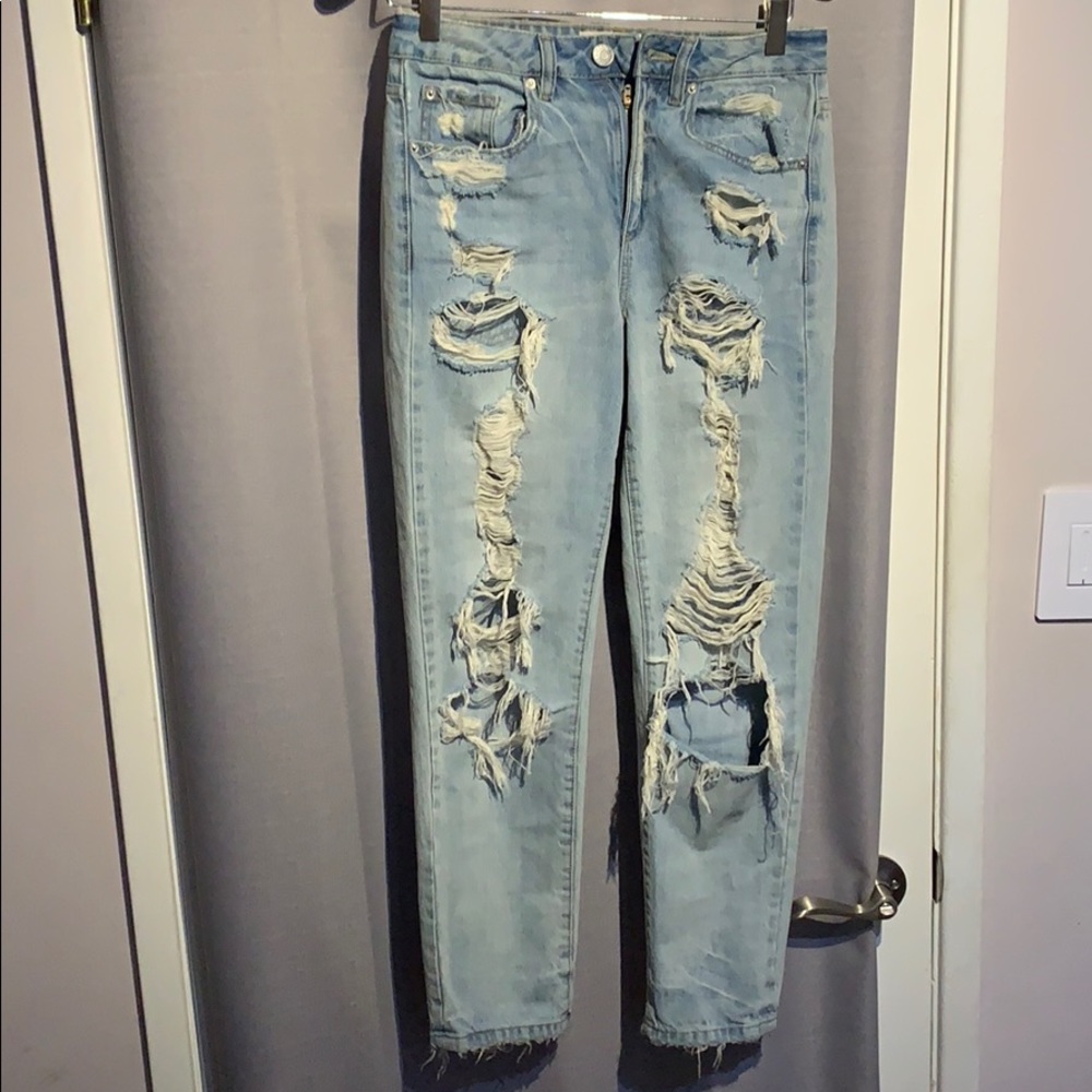 Garage light wash mom jean